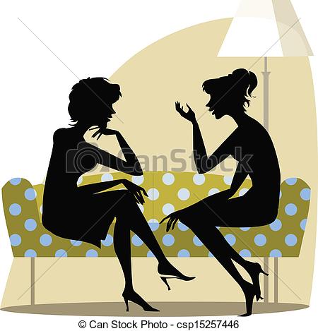 Eps Vector Of Women Talking   Two Women Talking On The Sofa
