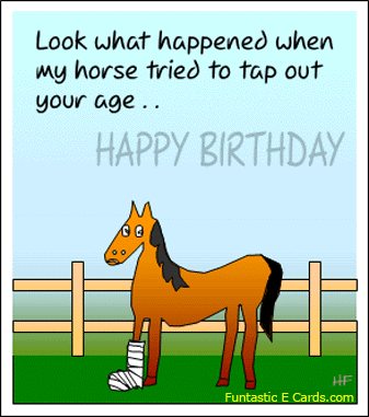 Funny E Cards Pic Has Horses Cartoon Birthday Card With Funny    