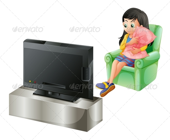 Graphicriver A Young Girl Watching Tv 7925401