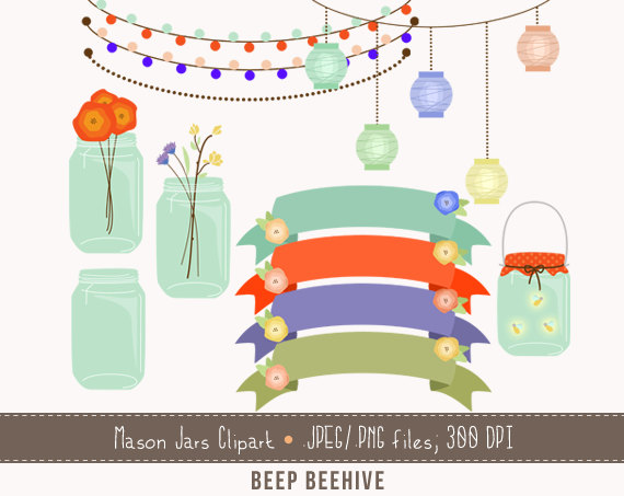 Mason Jar Clipart    Firefly Clipart    Spring By Beepbeehive