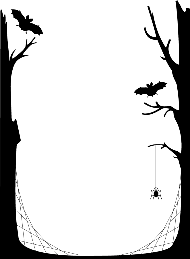 Nice Printout Of A Spooky Tree Bat And Spider Web Setting