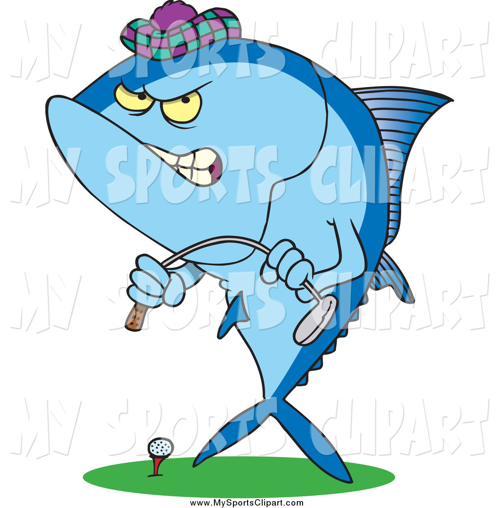     Of A Cartoon Mad Blue Tuna Fish Playing Golf By Ron Leishman    5843