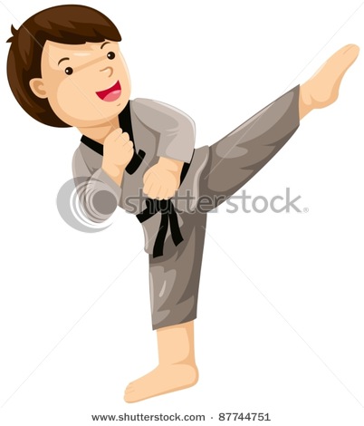 Picture Of A Child A Boy Practicing Martial Arts With A High Karate    