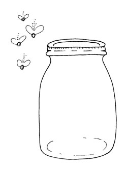 Sheet Featuring A Hand Drawn Mason Jar And Sketched Firefly Designs