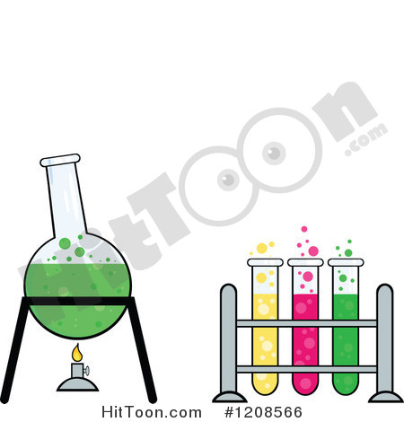 Test Tubes And A Boiling Flask   Royalty Free Vector Clipart  1208566