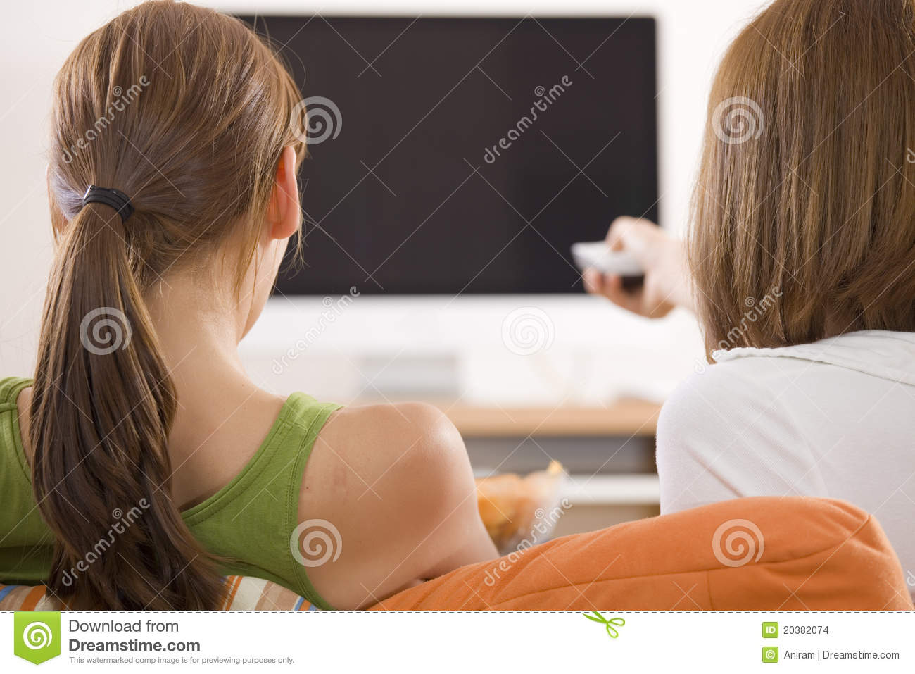 Two Women Watching Television Stock Images   Image  20382074