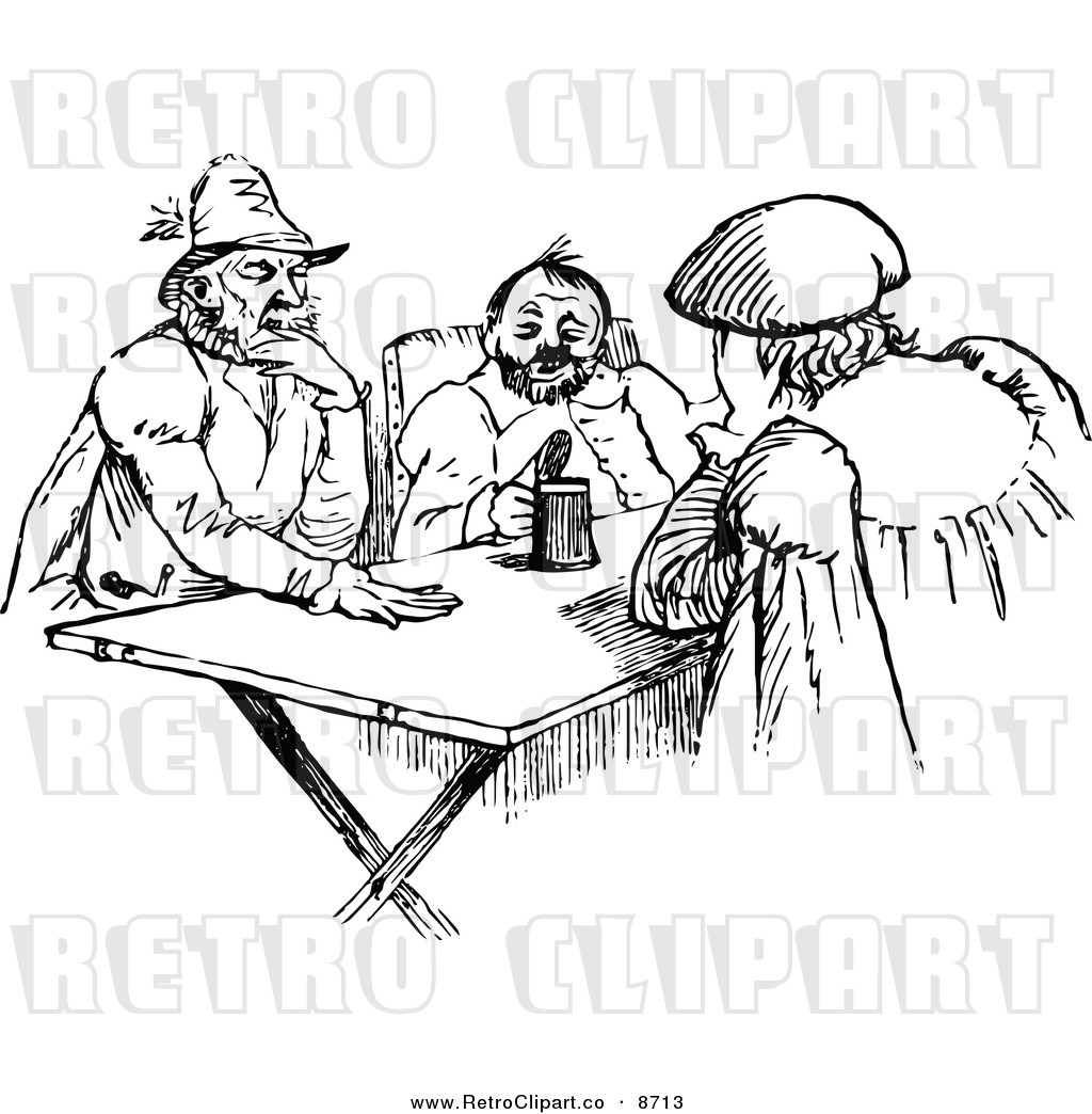 Vector Clipart Of Retro Black And White Men In A Meeting By Prawny