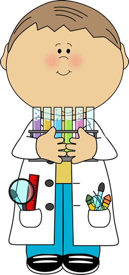 With Test Tubes Clip Art   Kid Scientist With Test Tubes Vector Image