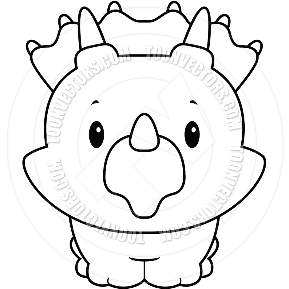 Baby Dinosaur  Black And White Line Art  By Cory Thoman   Toon Vectors