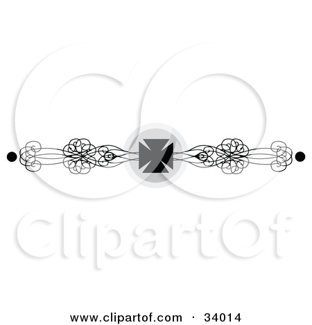 Black And White Iron Cross And Ornate Scrolls Header Divider Banner Or