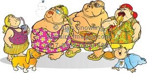 Clipart Illustration Of Fat Family On Holiday
