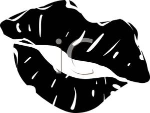 Clipart Image Of Black And White Lipstick Kiss 