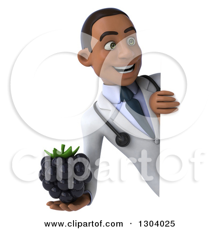 Clipart Of A 3d Young Black Male Doctor Holding A Blackberry Around A    