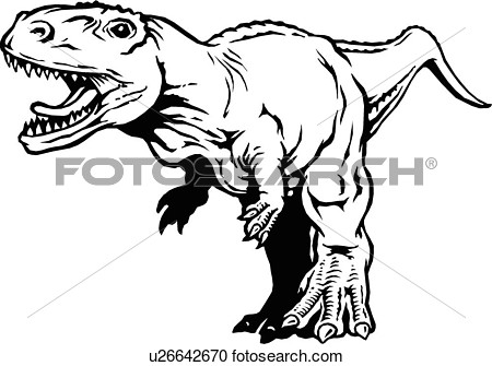 Clipart Of Illustration Lineart Animal Dinosaur Tyrannosaurus Rex