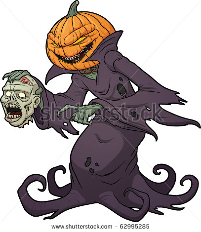 Description From Halloween Zombie Monster Character With Pumpkin Stock