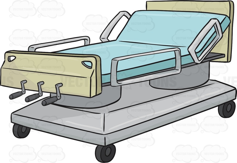 Hospital Bed With The Head Of The Bed On An Incline   Vector