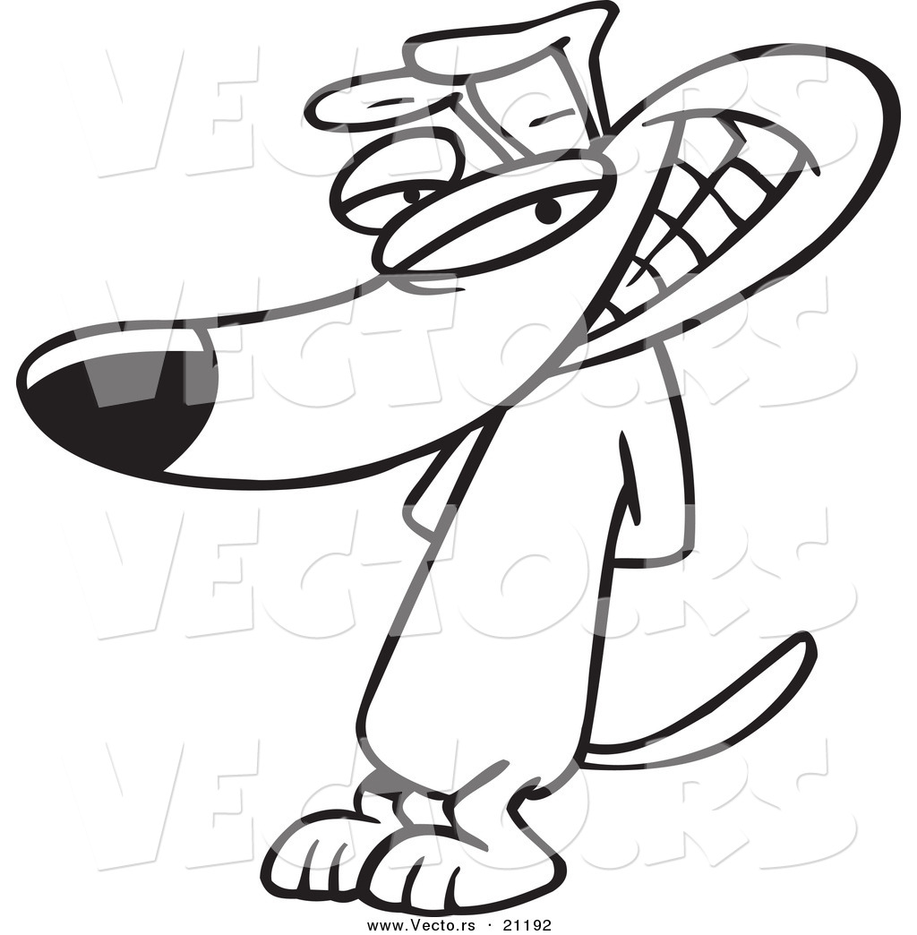 Larger Preview  Vector Of A Cartoon Sneaky Dog Grinning   Coloring    