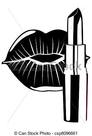 Lipstick And Lip Women Black And White    Csp8096661   Search Clipart    
