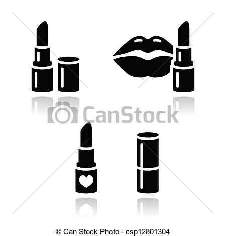 Lipstick Clipart Black And White Lipstick Vector Icon Set With
