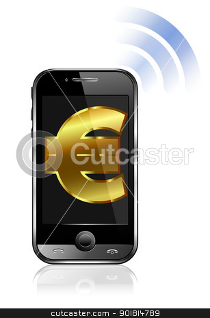 Pay By Mobile Cell Smart Phone Euro Stock Vector Clipart Tap And Go