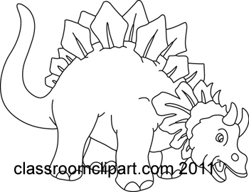 Triceratops Dinosaur 1023 17black Outline   Classroom Clipart