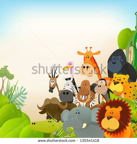 Wildlife Animals Background  Illustration Of Cute Various Cartoon Wild