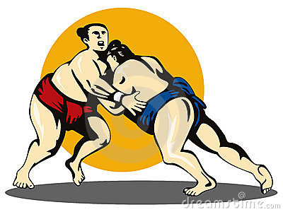 Wrestling Stance Clipart Sumo Wrestlers Grappling