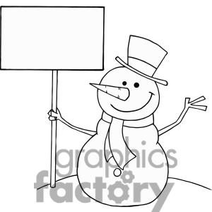 Black And White Snowman Holding A Sign