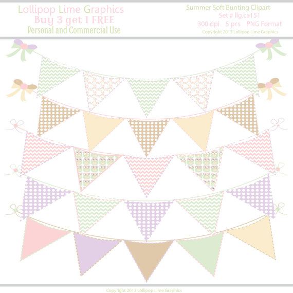 Bunting Banner Flag Pennant Digital Clipart Graphics Instant Download