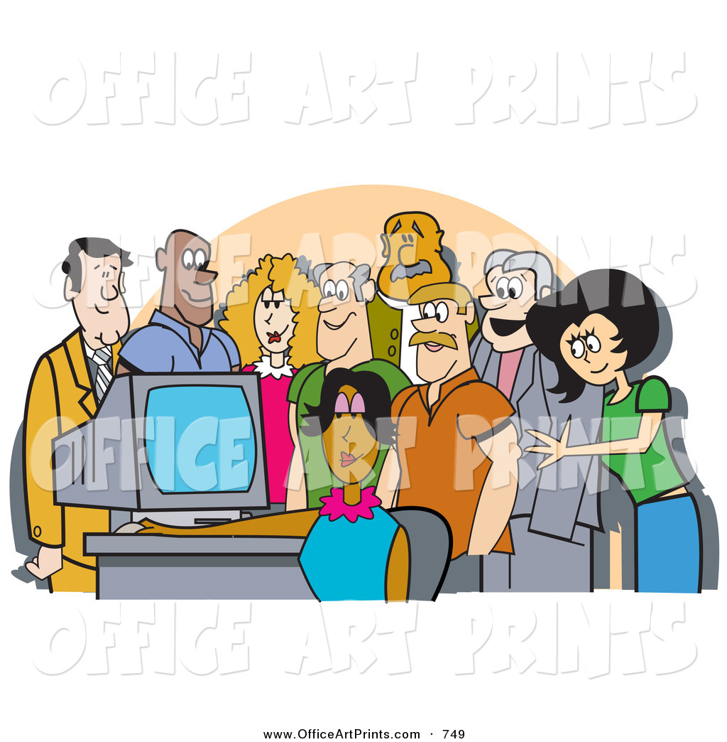     Clip Art Group Office Employees Gathered Around Funny   Doblelol Com