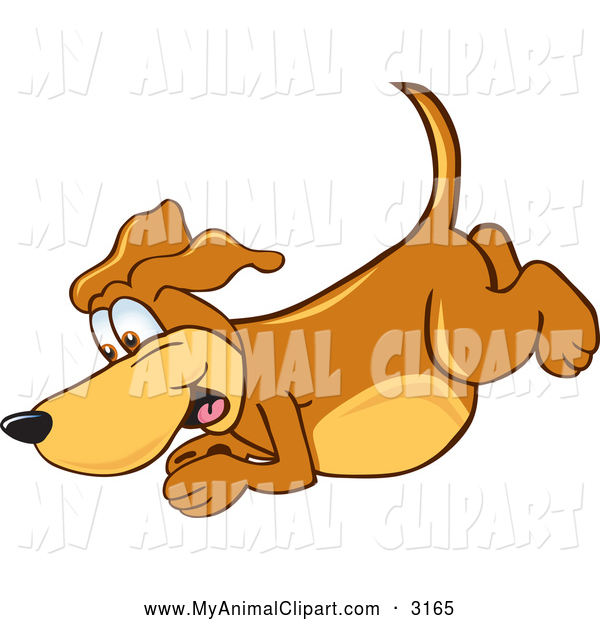 Clip Art Of A Grinning And Friendly Brown Dog Grinning And Waving    
