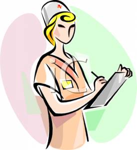 Clipart Image Of A Nurse Writing On A Clipboard