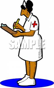 Clipart Image Of A Nurse Writing On A Clipboard 