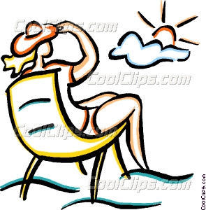     Clipart Woman Relaxing On The Beach In A Chair Clipart   Free Clip