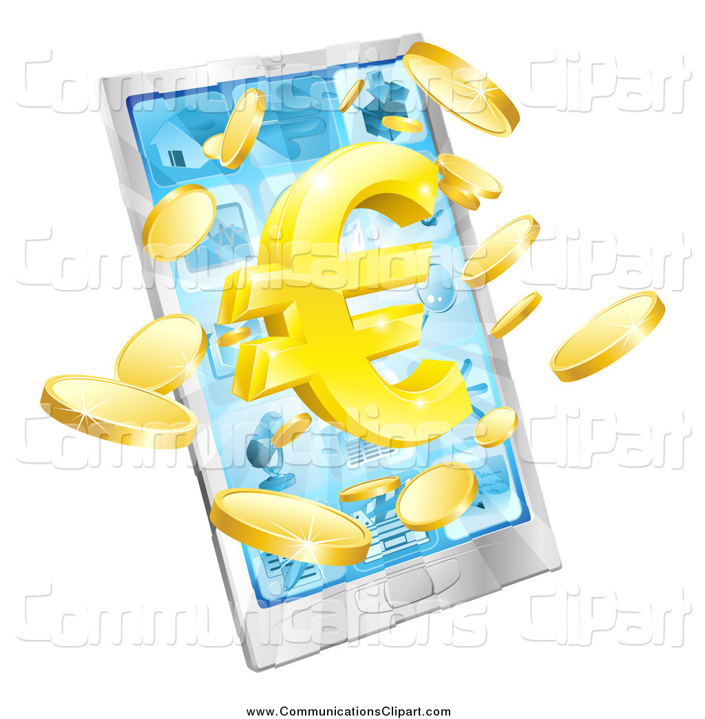 Communication Clipart Of A 3d Cell Phone With A Gold Euro Symbol And    