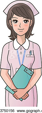 Cute Nurse With Clipboard Smi  Vector Clipart Gg63750156   Gograph