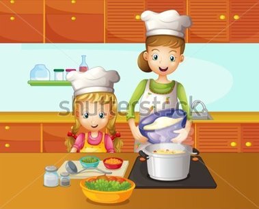 File Browse   People   Illustration Of A Mother And Daughter Cooking