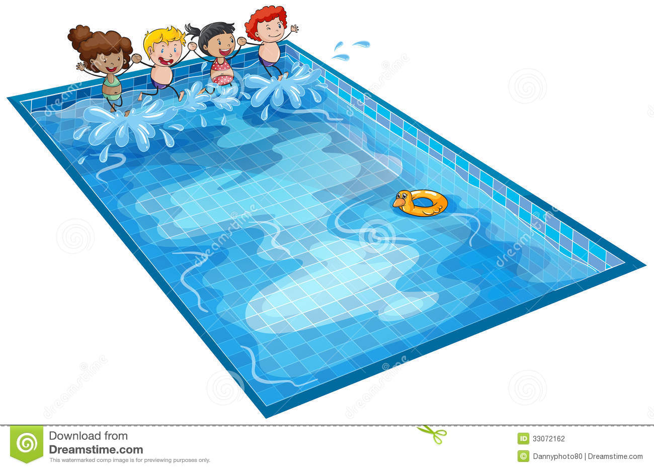 Illustration Of Kids In Swimming Tank On A White Background