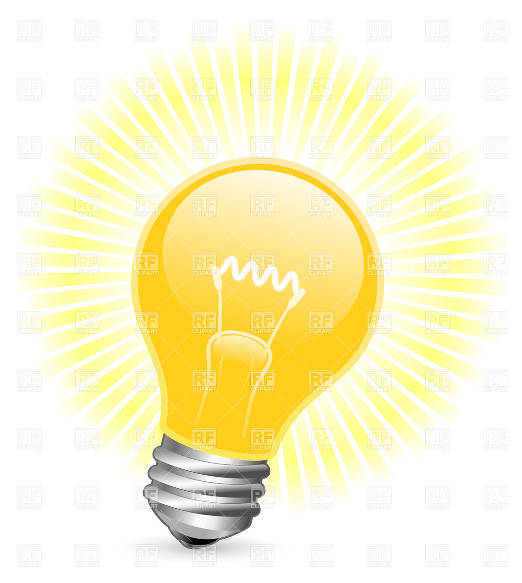 Light Bulb With Beams 5792 Download Royalty Free Vector Clipart  Eps