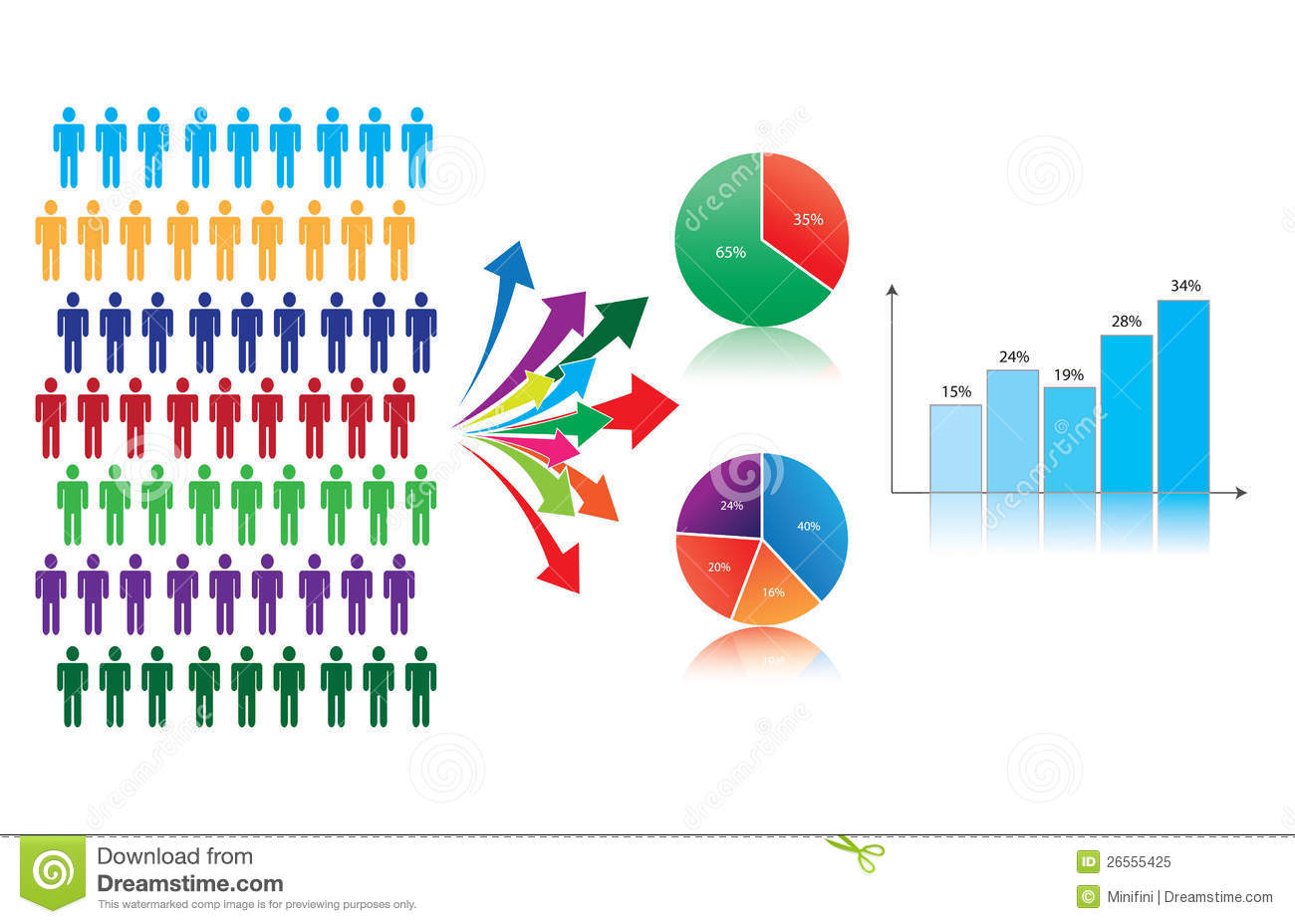 Market Research And Statistics Symbolized By Population  Or Consumers