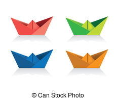 Paper Boats   Vector Set Of Colorful Paper Boats