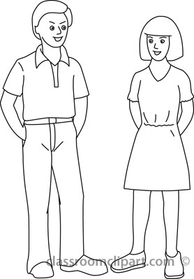 People   Outlne Boy And Girl Standing 21812   Classroom Clipart