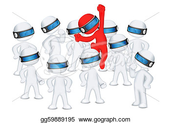       Red 3d Man Jumping Put Of Crowd  Stock Clipart Gg59889195