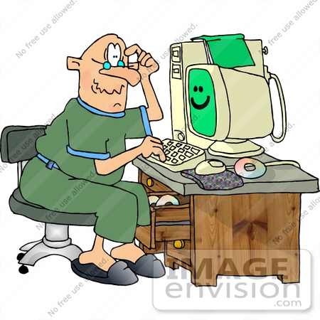 Senior Caucasian Man Using A Computer Clipart    14512 By Djart