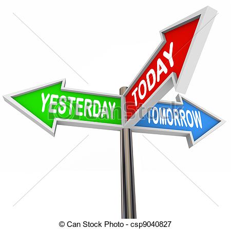 Stock Photo   Yesterday Today Tomorrow Past Present Future Arrow Signs
