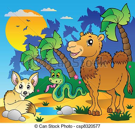 Vectors Illustration Of Desert Scene With Various Animals 1   Vector