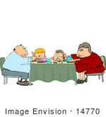 14770 Overweight Family Eating Dinner At A Table Clipart By Djart