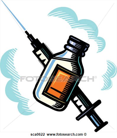 Art Of Illustration Of A Vial And A Syringe Sca0622   Search Clipart