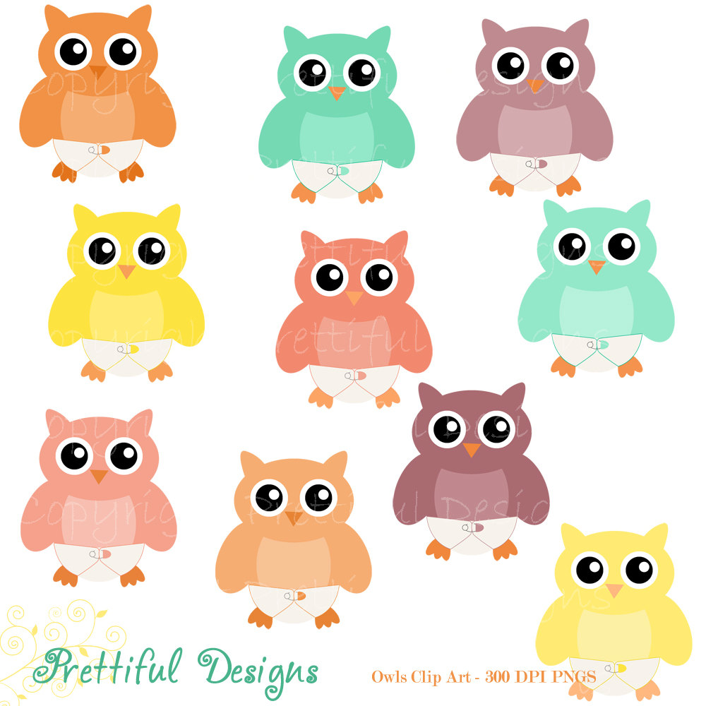 Baby Owl Clip Art Diaper Owl Clipart Digital By Prettifuldesigns