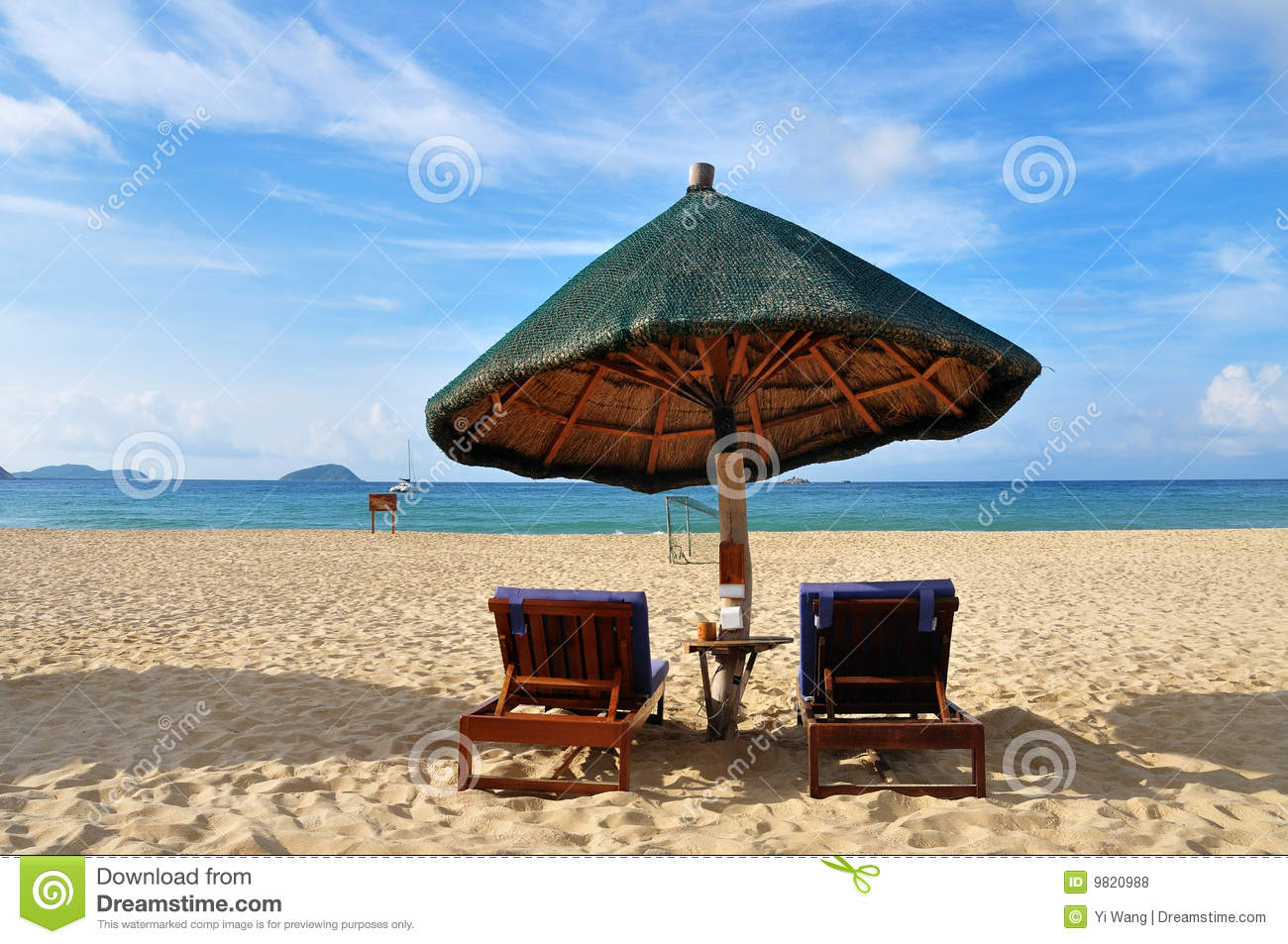 Beach Umbrella And Chairs Royalty Free Stock Photos   Image  9820988